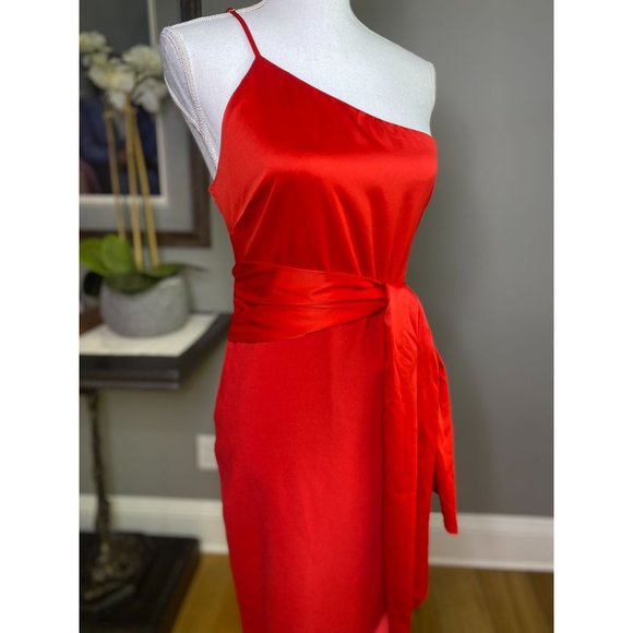 Revolve x Likely Yara One Shoulder Gown Scarlet Red Women's Size 10 - Picture 6 of 10